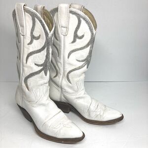 Vintage 1977 Stewart Boots Western White Cowboy Boots Sz 5 A Arizona Hand Made